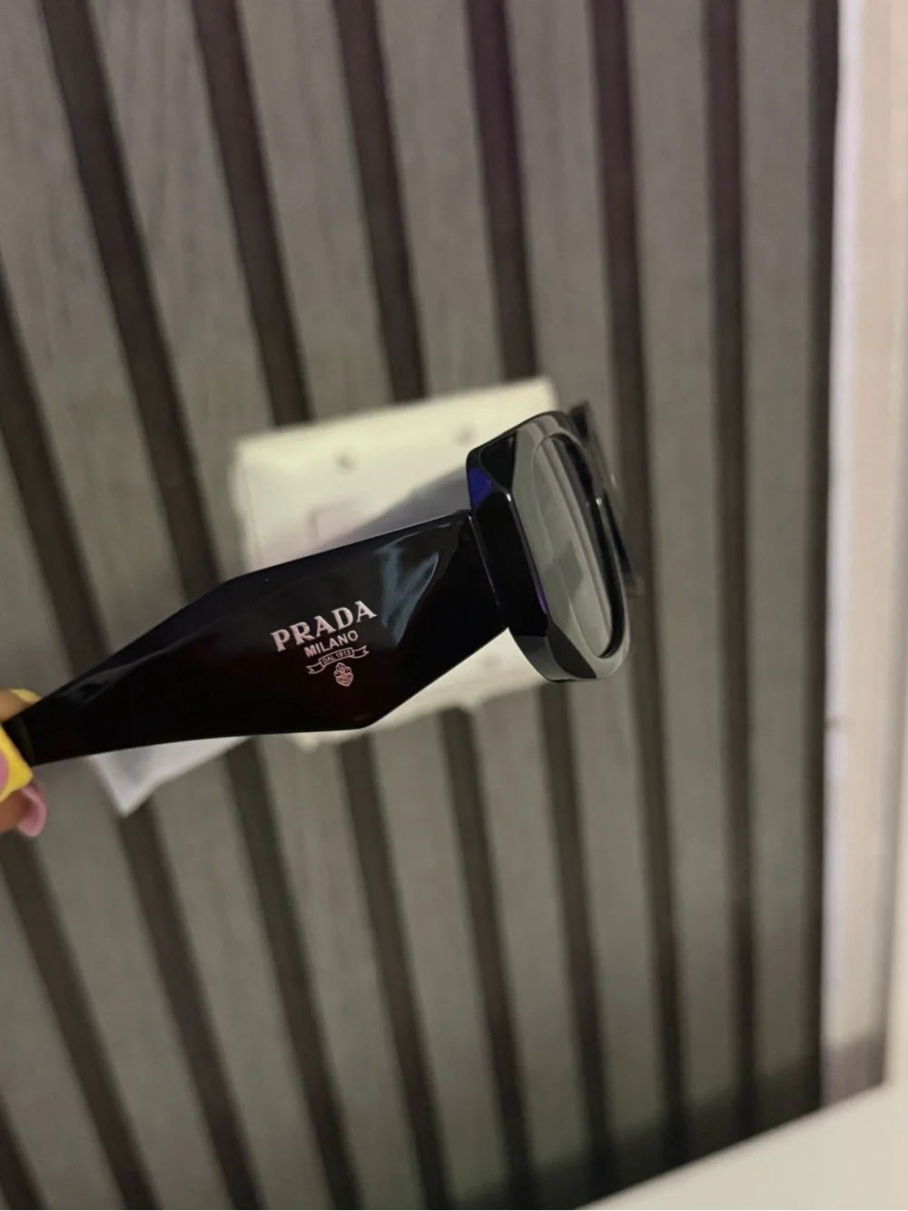 Prada Men's Glossy Black Frame Sunglasses